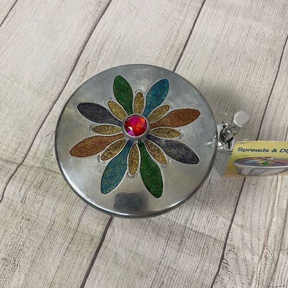 Spreads & dip aluminum server with colorful decorated lid brand new - Picture 2 of 8